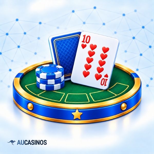 American blackjack table with a ten of hearts and chips