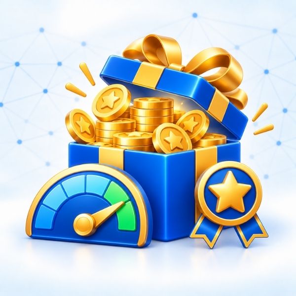 Casino bonus value with gift box and gold coins