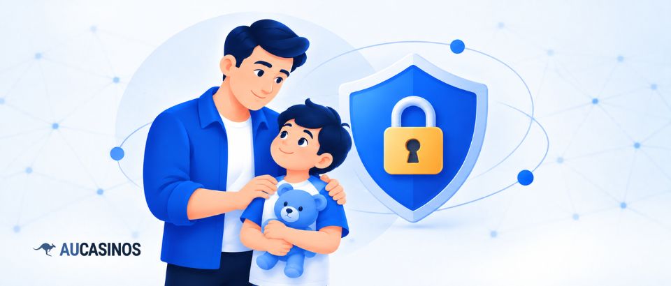 Parent and child protected by an online privacy shield