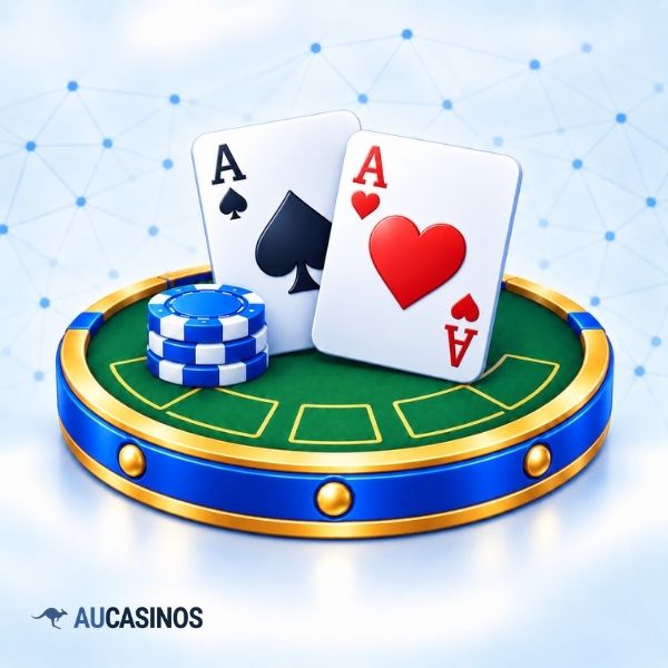European blackjack cards with blue casino chips