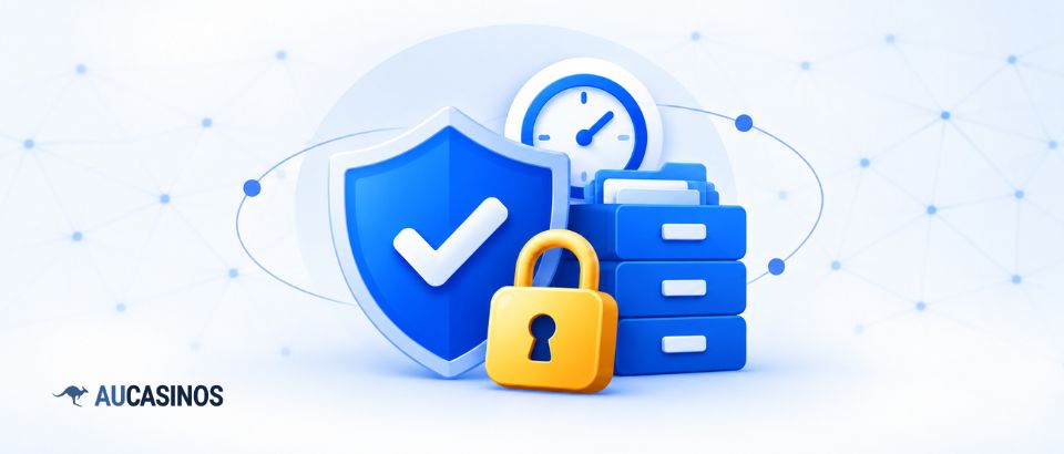 Secure casino data storage with shield, lock and server