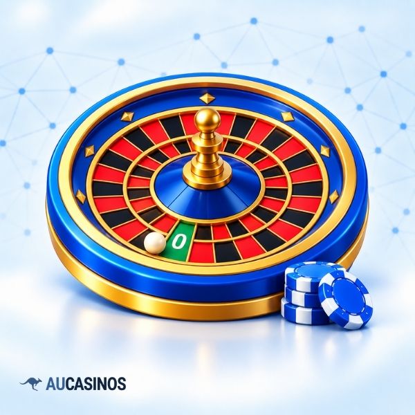 European roulette wheel with a single zero and chips