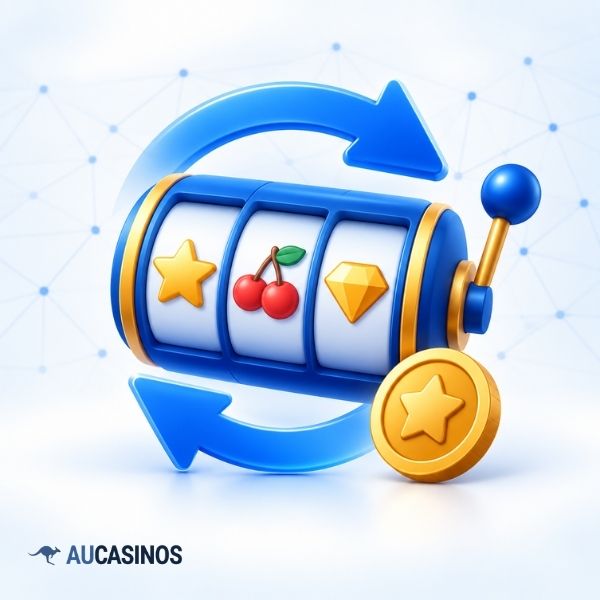 Free spins offer with slot reels and rotating arrows