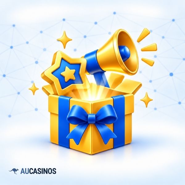 New casino launch promotions with gift and megaphone