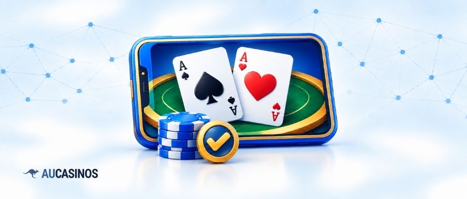 Blackjack cards and chips on a smartphone