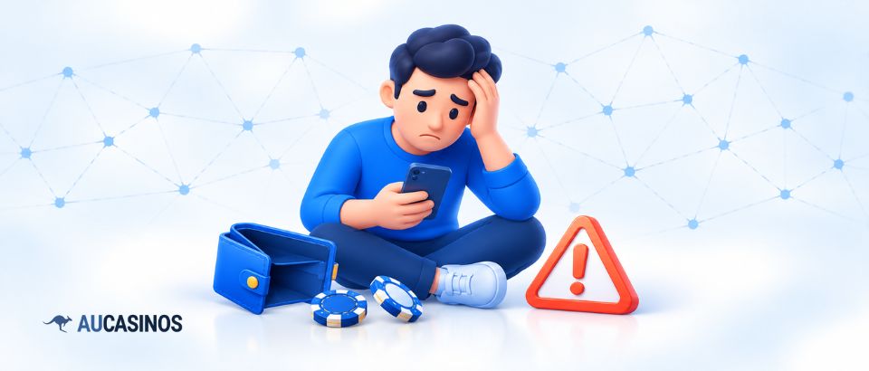 Worried player showing signs of problem gambling